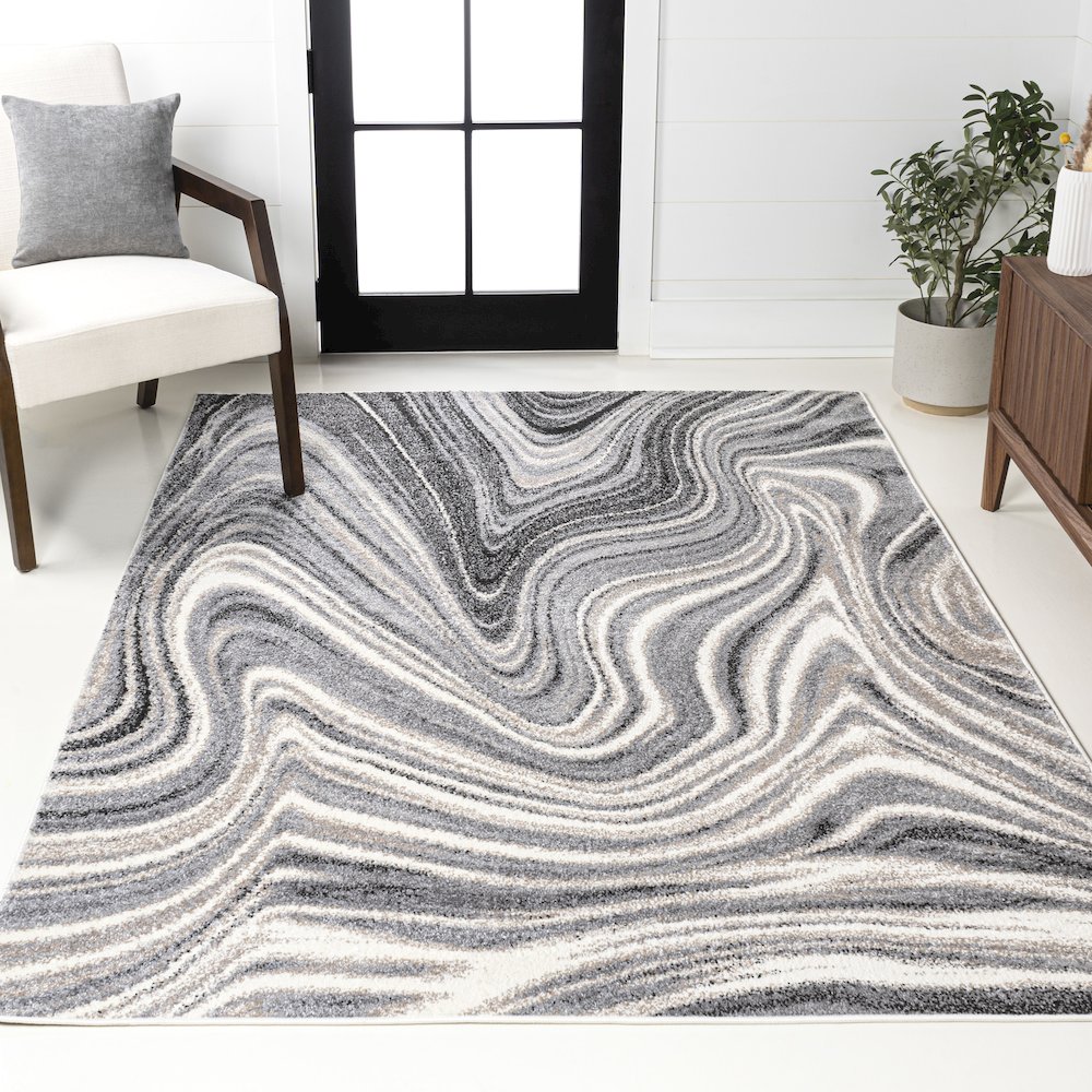 Eleni Contemporary Glam Abstract Marble Area Rug. Picture 8