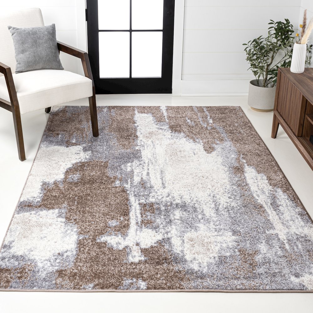 Zoe Contemporary Bohemian Abstract Marble Area Rug. Picture 8