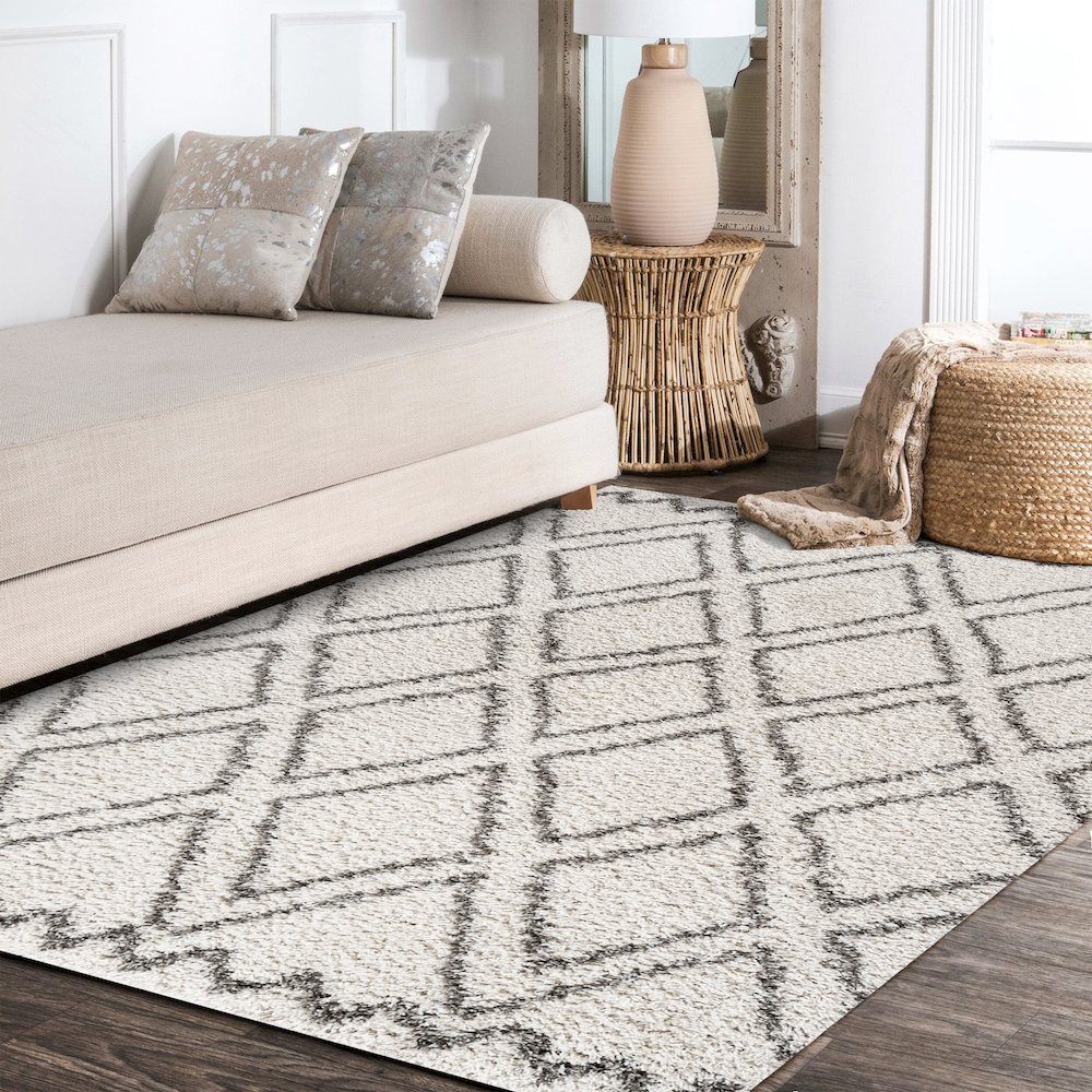 Soller Diamond Trellis Shag Area Rug. Picture 11