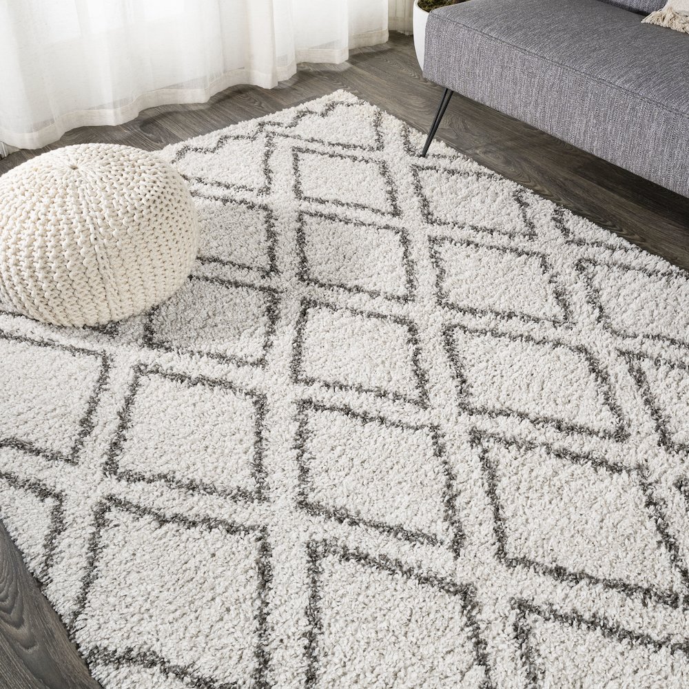 Soller Diamond Trellis Shag Area Rug. Picture 4