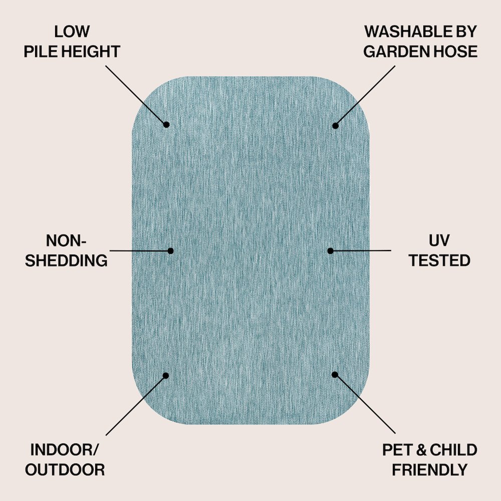 Miles Modern Minimalist Radius Corner SolidIndoor/Outdoor Shaped  Rug. Picture 2