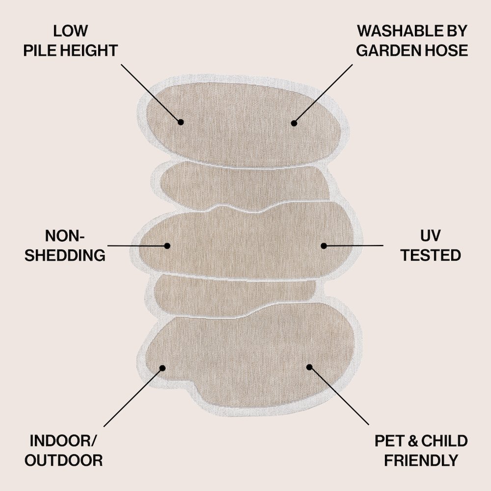 Jasper Modern Rustic Abstract Beige   Indoor/Outdoor Shaped  Rug. Picture 2