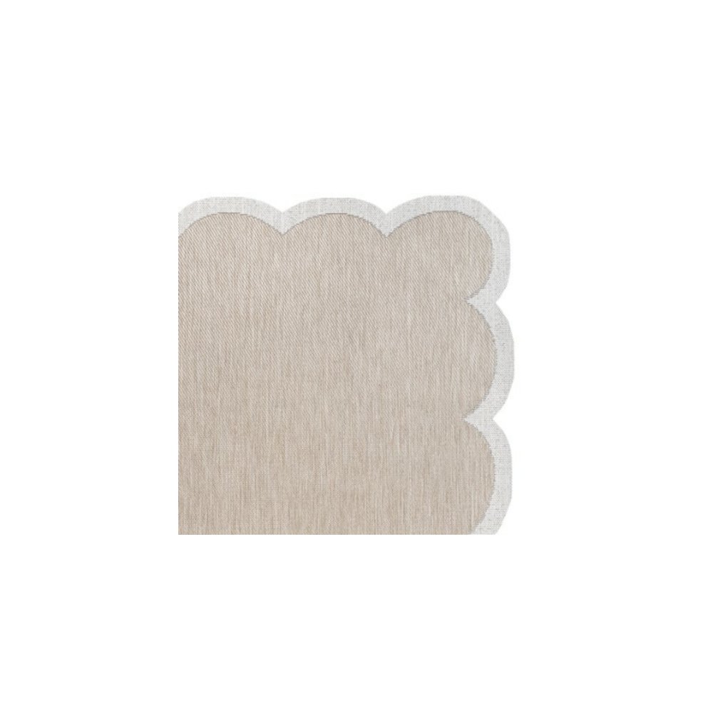 Alice Classic Cottage Two-Tone Scalloped Beige   Indoor/Outdoor Shaped  Rug. Picture 5