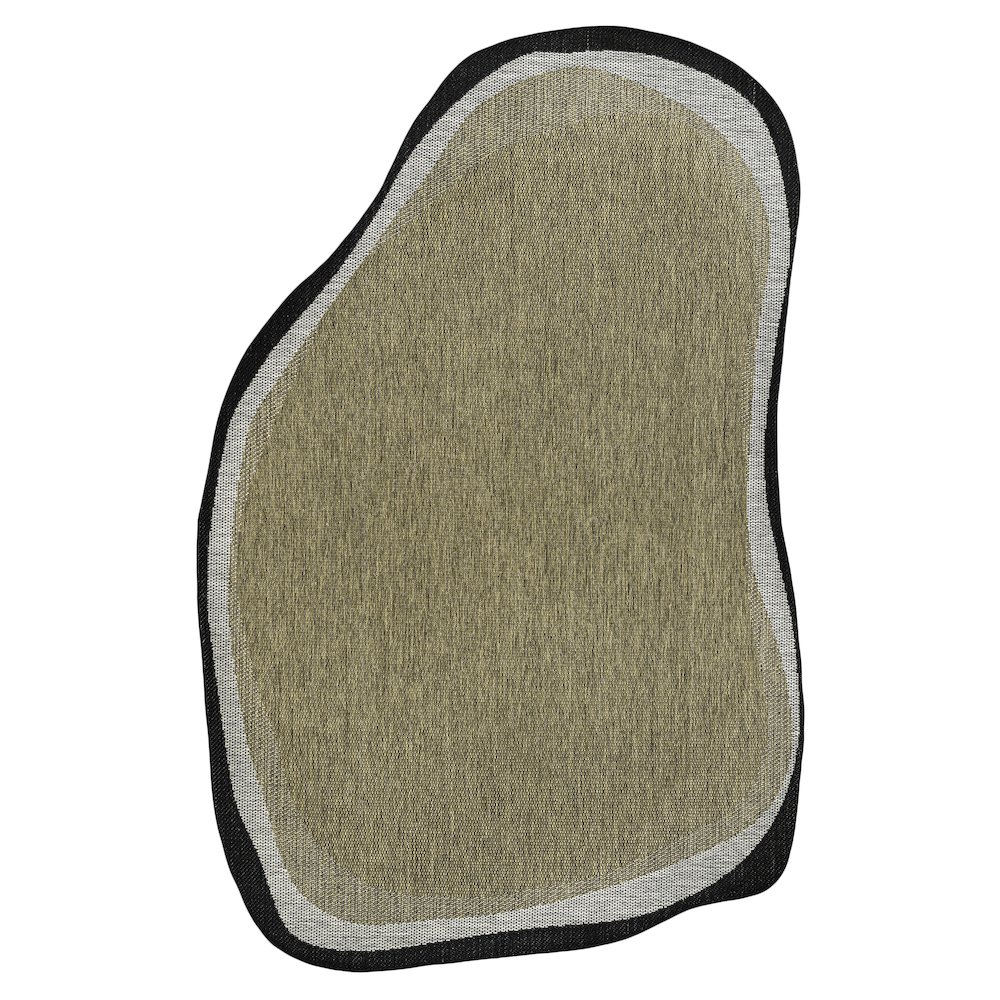 Brown/Black 8 ft. x 10 ft. Indoor/Outdoor Shaped Area Rug. Picture 1