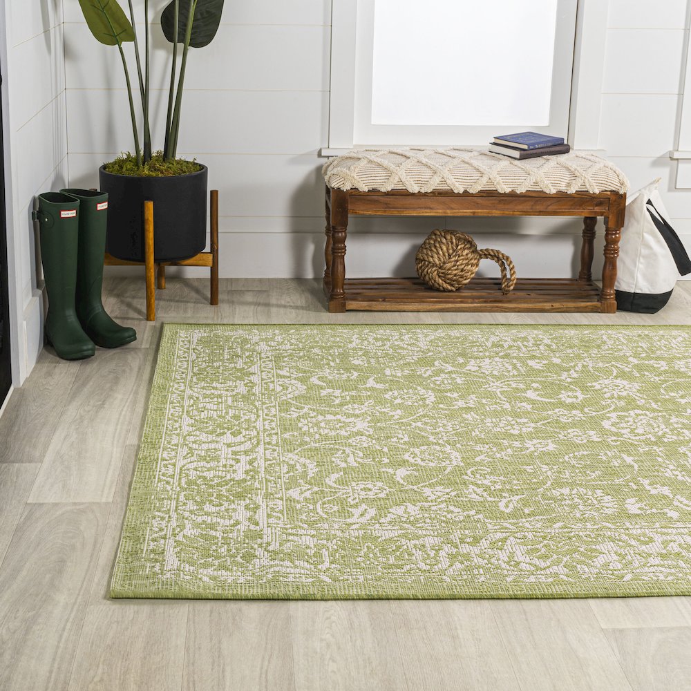 Tela Bohemian Textured Weave Floral Indoor/Outdoor Area Rug. Picture 3