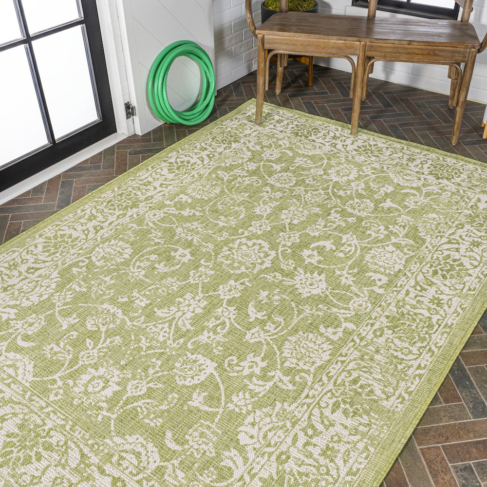 Tela Bohemian Textured Weave Floral Indoor/Outdoor Area Rug. Picture 8