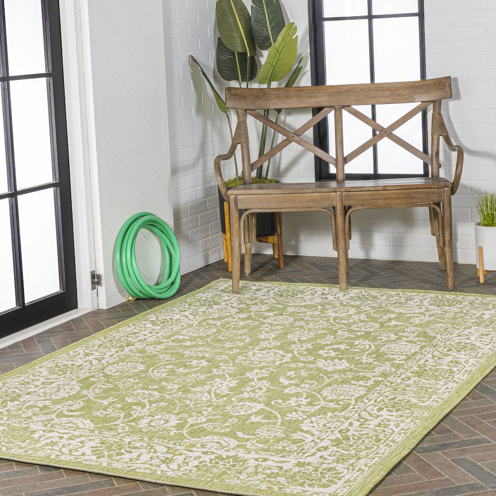 Tela Bohemian Textured Weave Floral Indoor/Outdoor Area Rug. Picture 9