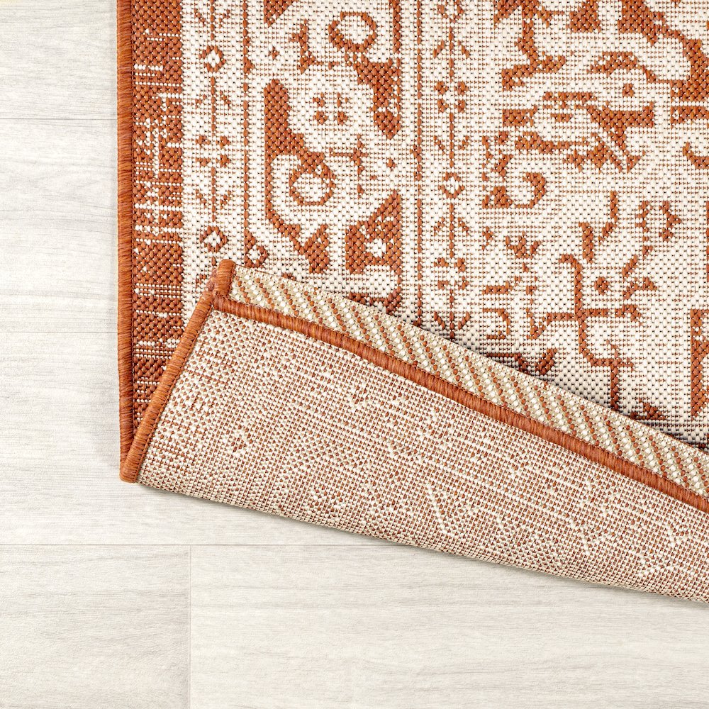 Sinjuri Medallion Textured Weave Indoor/Outdoor Area Rug. Picture 10