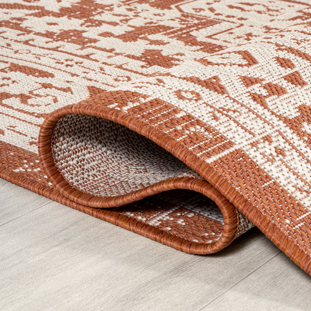 Sinjuri Medallion Textured Weave Indoor/Outdoor Area Rug. Picture 13