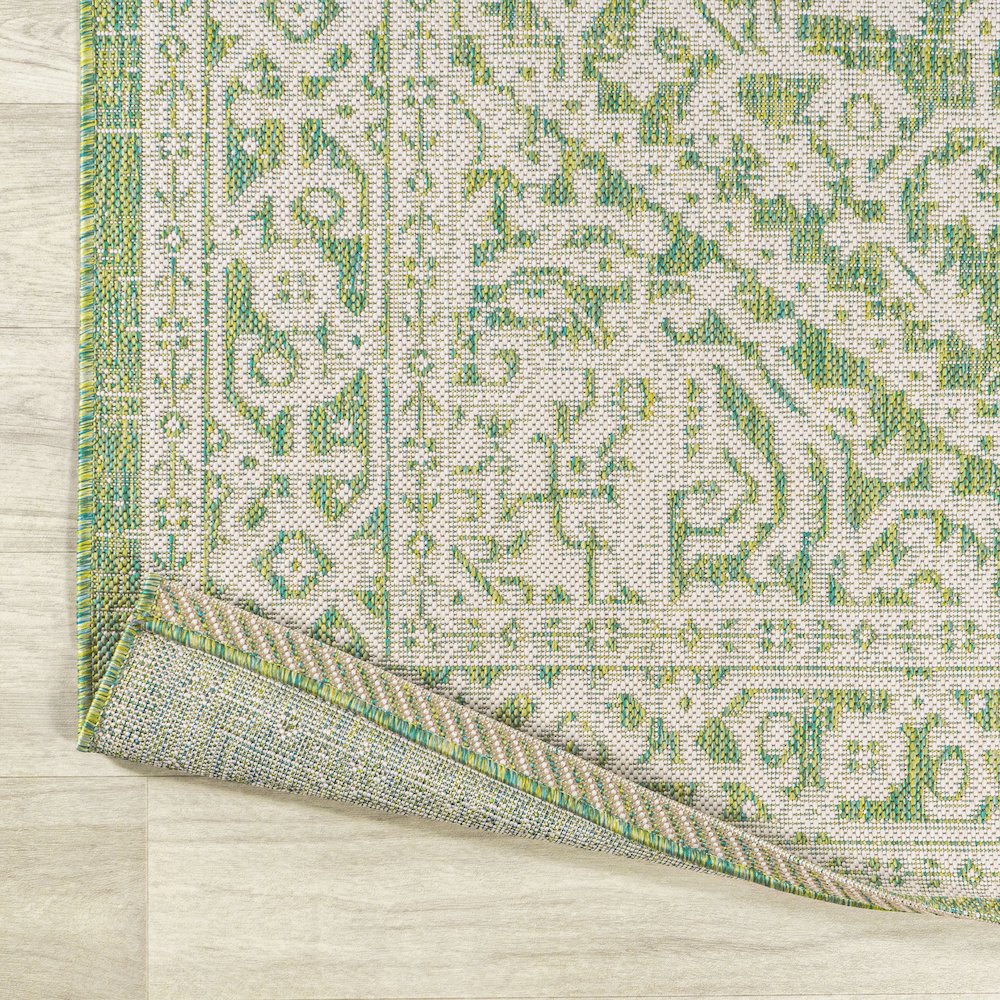 Sinjuri Medallion Textured Weave Indoor/Outdoor Area Rug. Picture 10