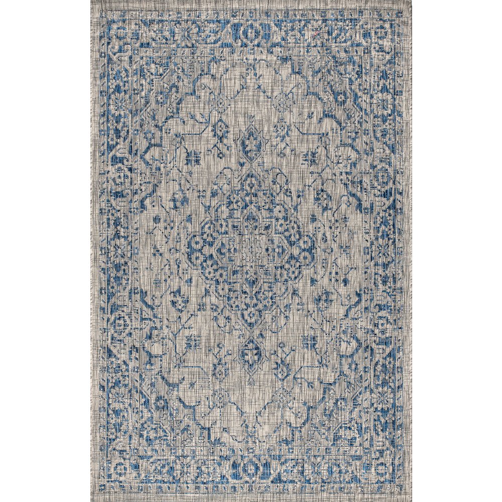 Rozetta Boho Medallion Textured Weave Indoor/Outdoor Area Rug. Picture 1