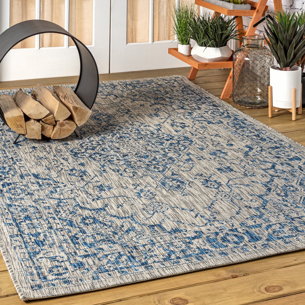 Rozetta Boho Medallion Textured Weave Indoor/Outdoor Area Rug. Picture 2