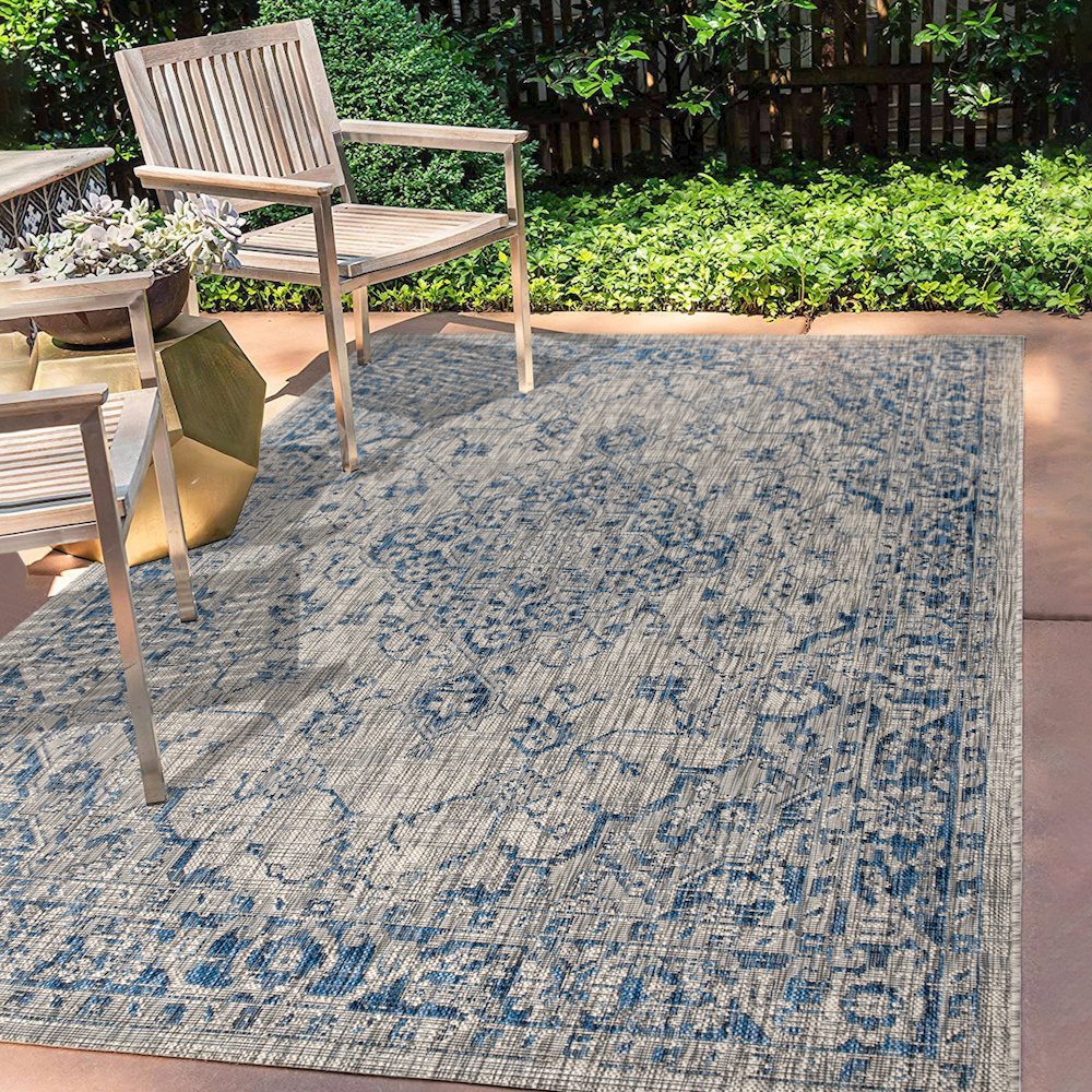 Rozetta Boho Medallion Textured Weave Indoor/Outdoor Area Rug. Picture 5