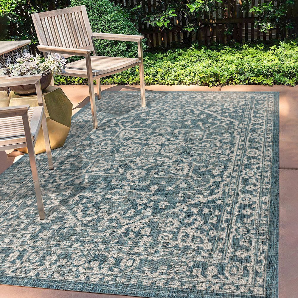Malta Bohemian Medallion Textured Weave Indoor/Outdoor Area Rug. Picture 5