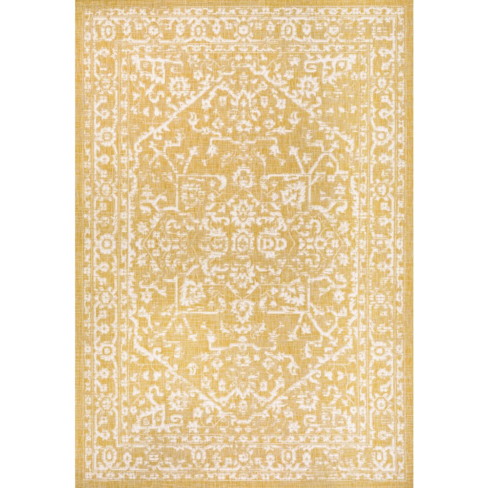 Malta Bohemian Medallion Textured Weave Indoor/Outdoor Area Rug. Picture 1