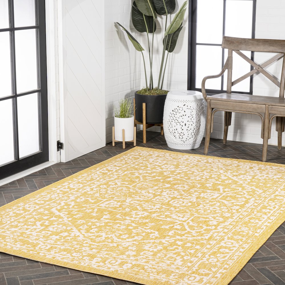 Malta Bohemian Medallion Textured Weave Indoor/Outdoor Area Rug. Picture 9