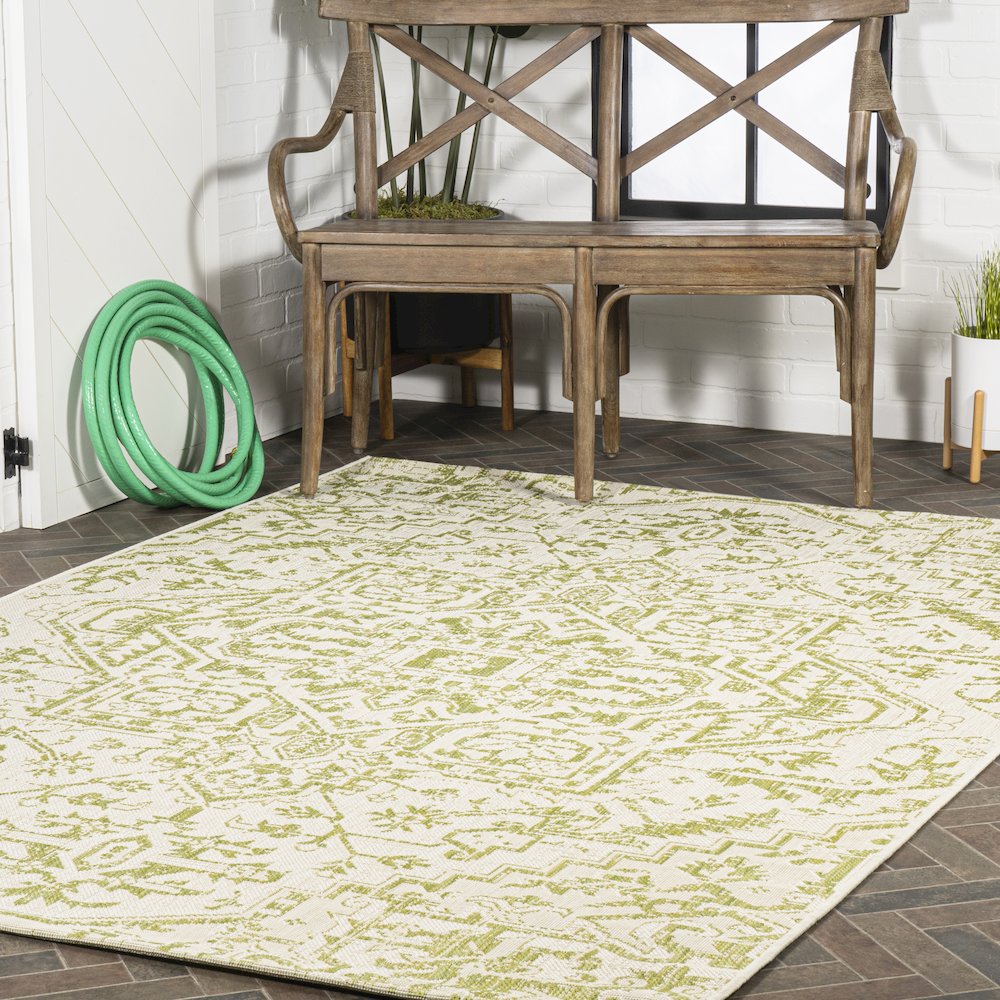Estrella Bohemian Medallion Textured Weave Indoor/Outdoor Area Rug. Picture 9