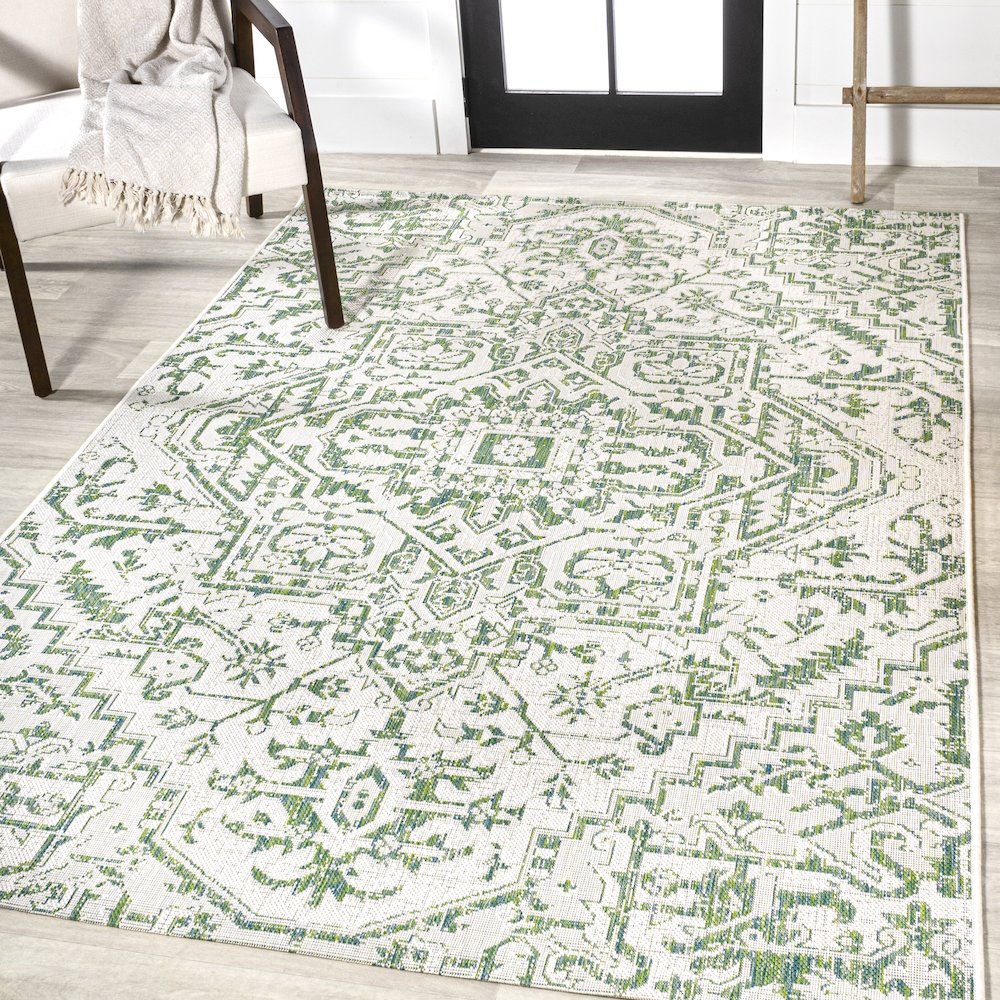 Estrella Bohemian Medallion Textured Weave Indoor/Outdoor Area Rug. Picture 2
