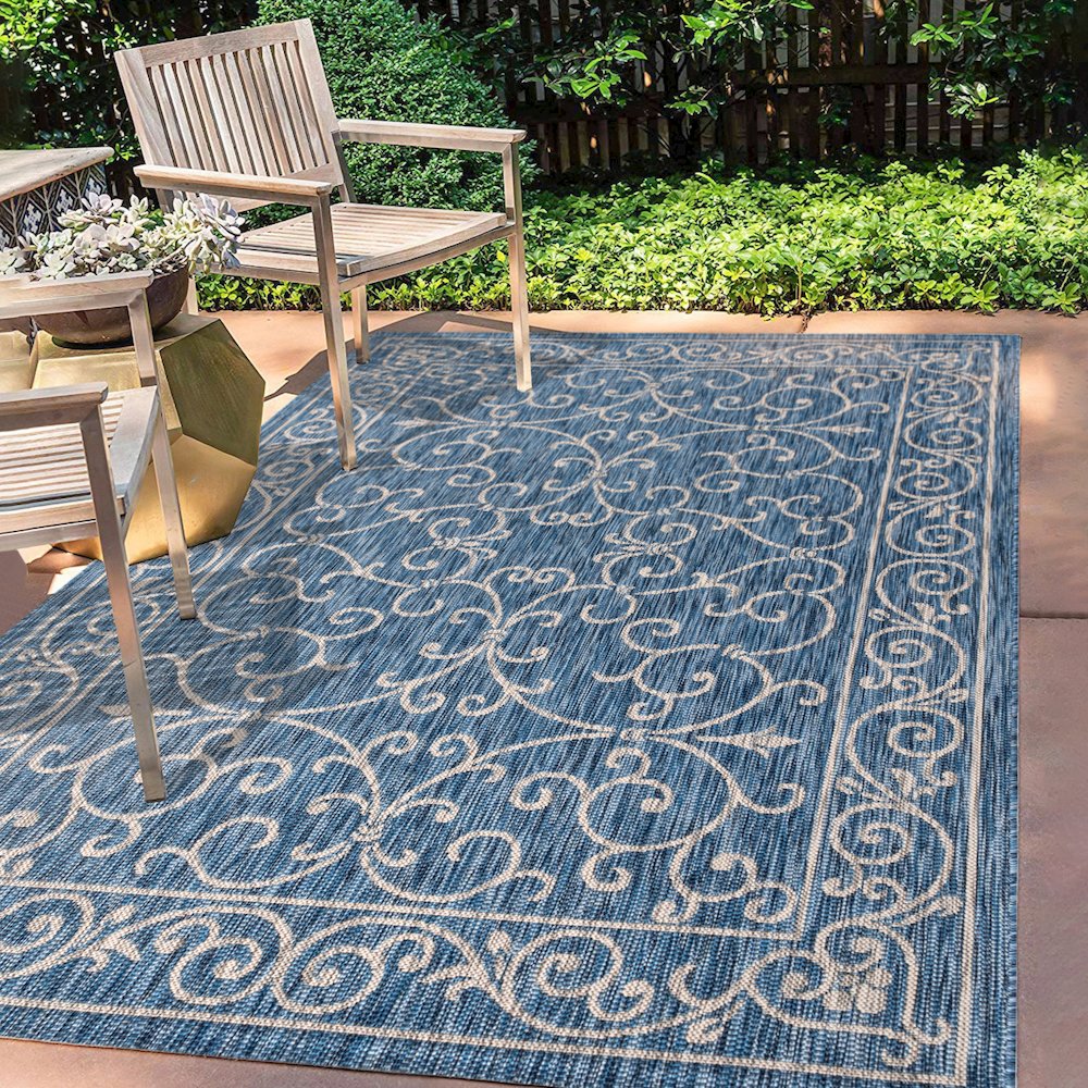 Charleston Vintage Filigree Textured Weave Indoor/Outdoor Area Rug. Picture 5