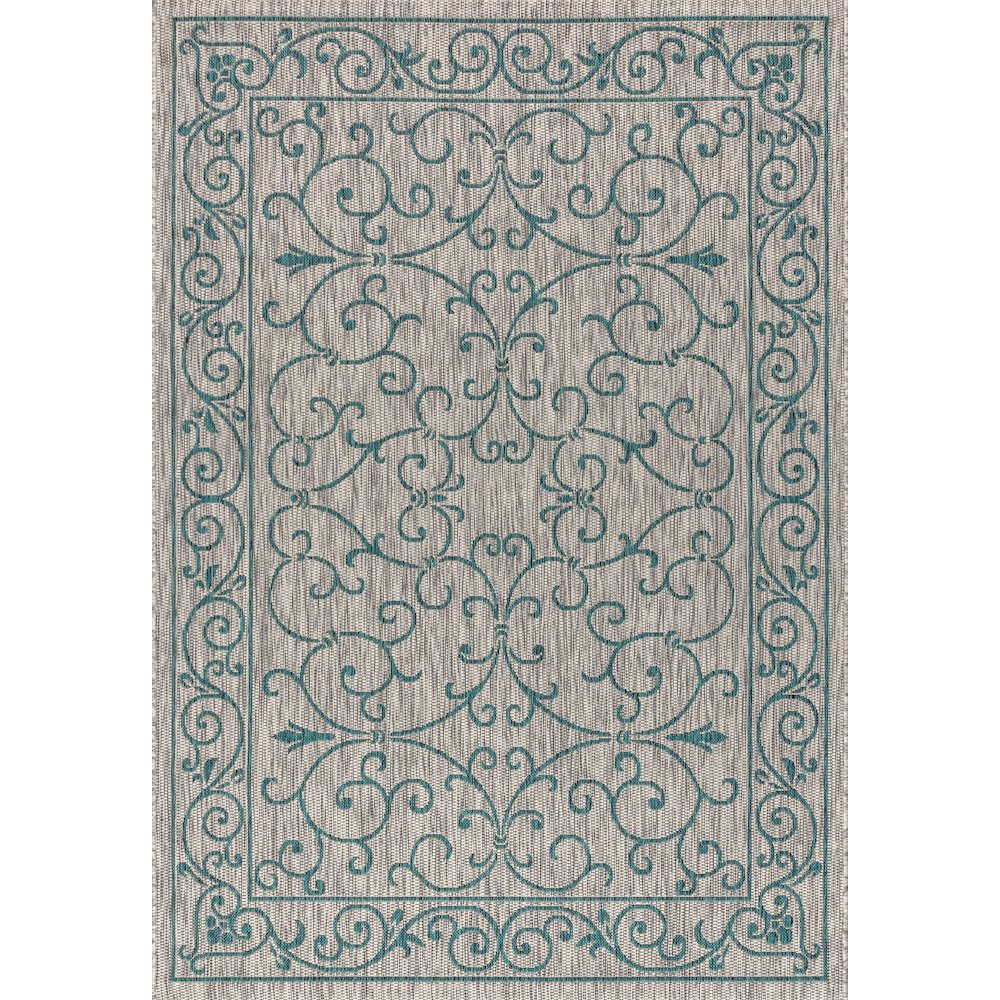 Charleston Vintage Filigree Textured Weave Indoor/Outdoor Area Rug. Picture 1