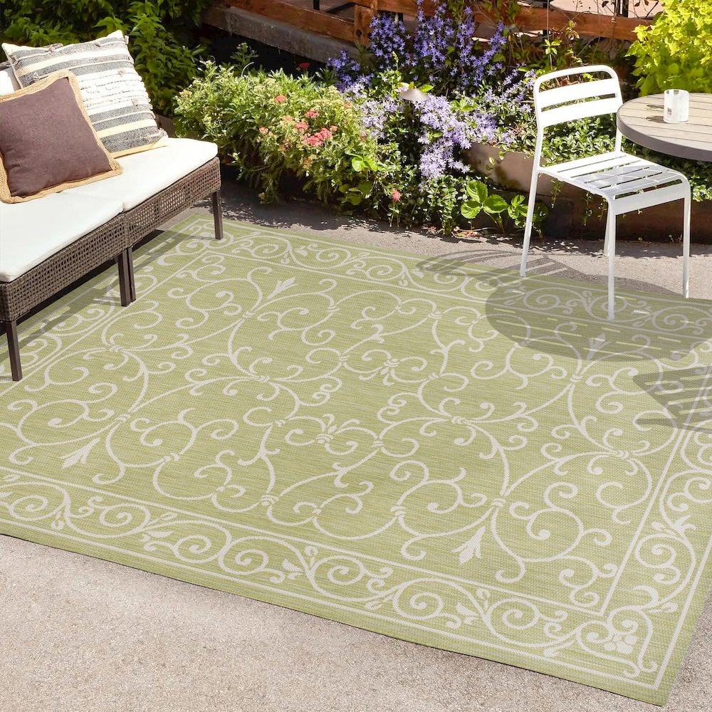 Charleston Vintage Filigree Textured Weave Indoor/Outdoor Area Rug. Picture 6
