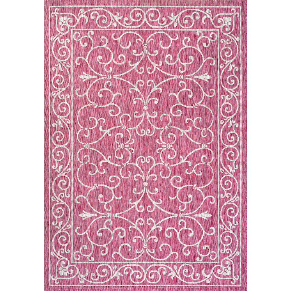 Charleston Vintage Filigree Textured Weave Indoor/Outdoor Area Rug. Picture 1