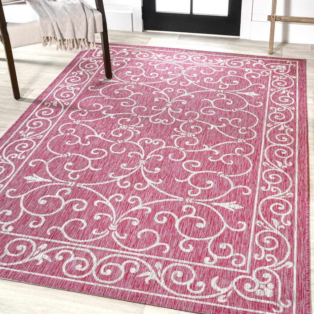 Charleston Vintage Filigree Textured Weave Indoor/Outdoor Area Rug. Picture 2