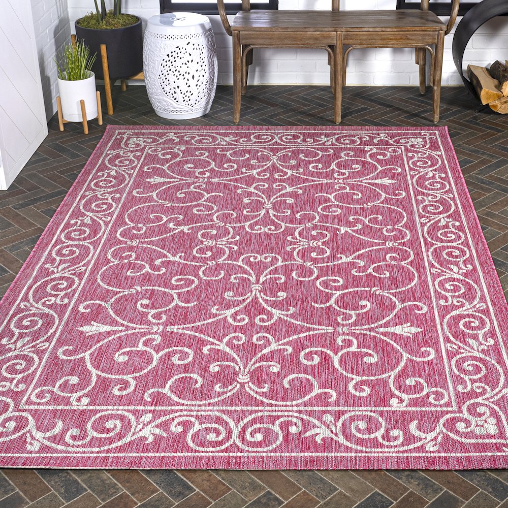 Charleston Vintage Filigree Textured Weave Indoor/Outdoor Area Rug. Picture 8