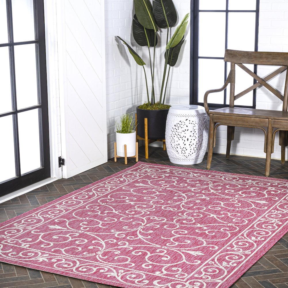Charleston Vintage Filigree Textured Weave Indoor/Outdoor Area Rug. Picture 9