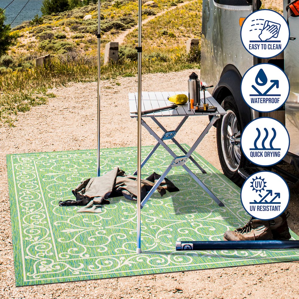 Charleston Vintage Filigree Textured Weave Indoor/Outdoor Area Rug. Picture 16