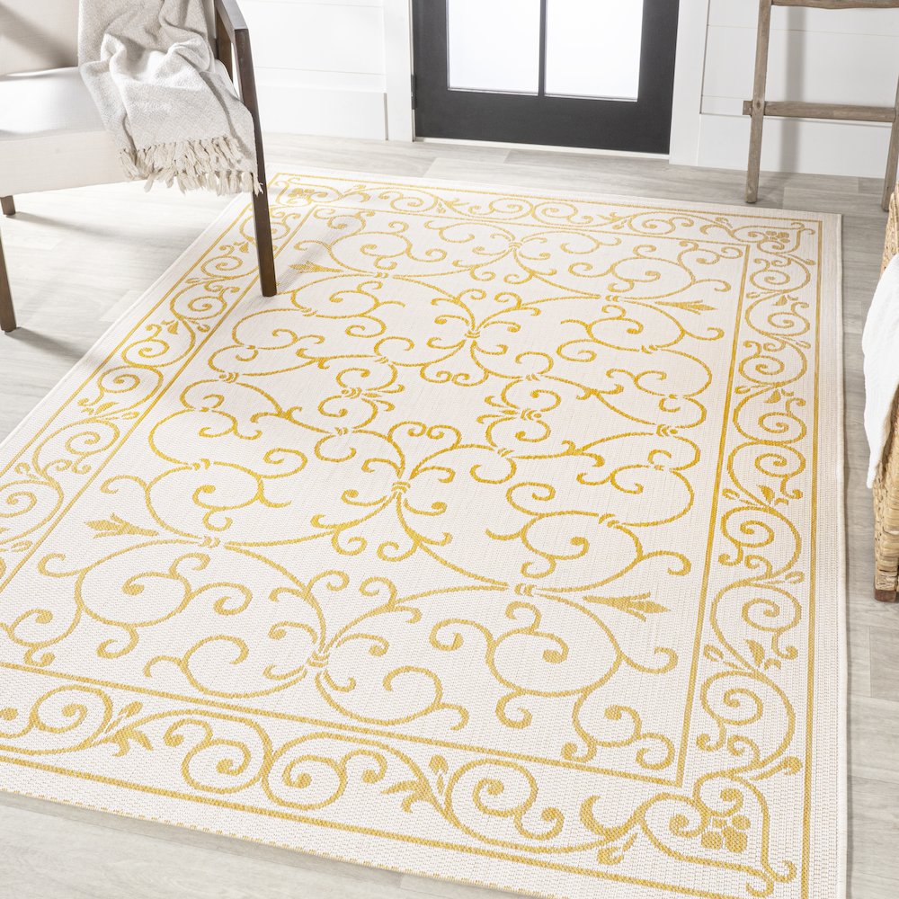 Charleston Vintage Filigree Textured Weave Indoor/Outdoor Area Rug. Picture 2