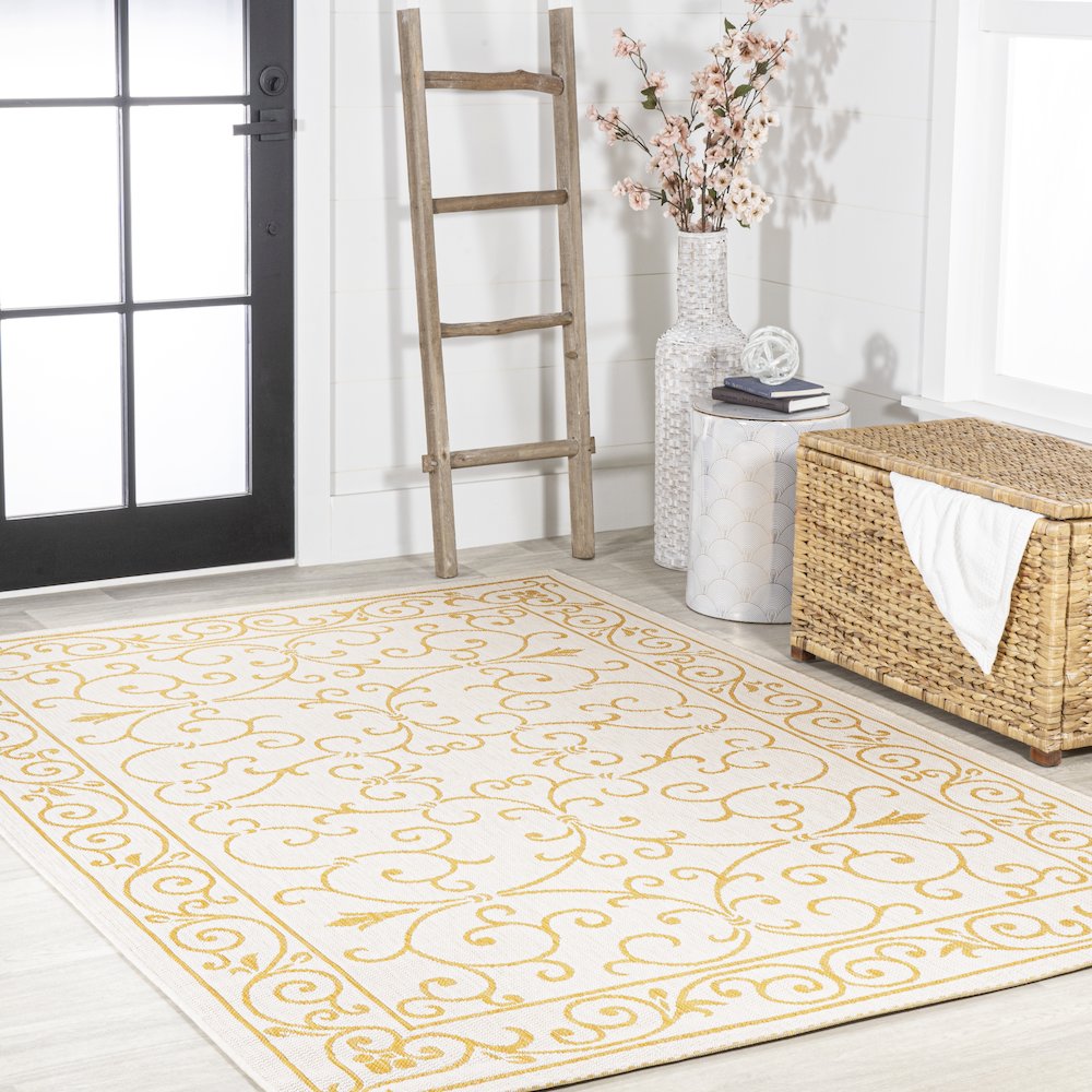 Charleston Vintage Filigree Textured Weave Indoor/Outdoor Area Rug. Picture 5