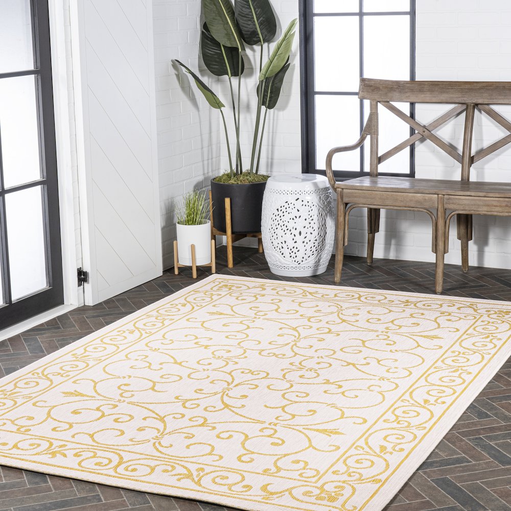 Charleston Vintage Filigree Textured Weave Indoor/Outdoor Area Rug. Picture 9