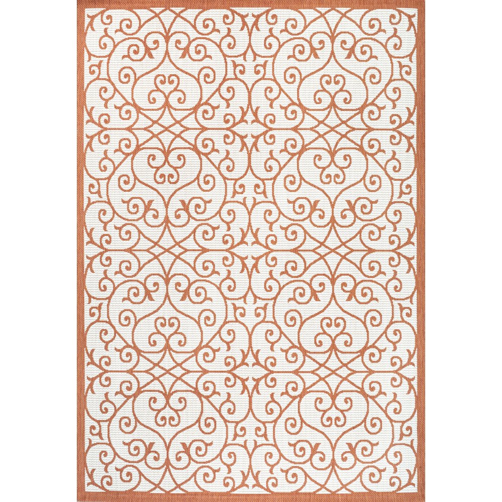 Madrid Vintage Filigree Textured Weave Indoor/Outdoor Area Rug. Picture 1
