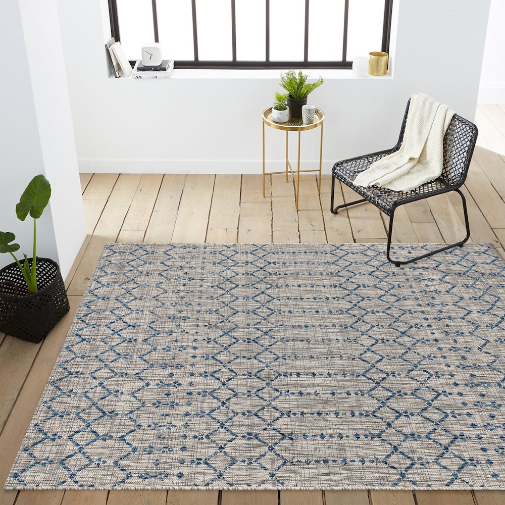 Ourika Moroccan Geometric Textured Weave Indoor/Outdoor Area Rug. Picture 10