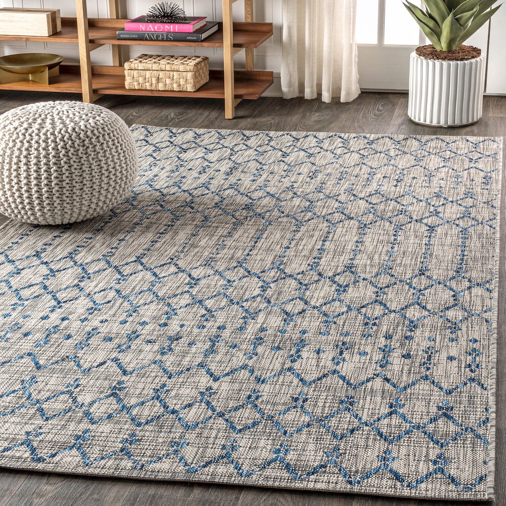 Ourika Moroccan Geometric Textured Weave Indoor/Outdoor Area Rug. Picture 3