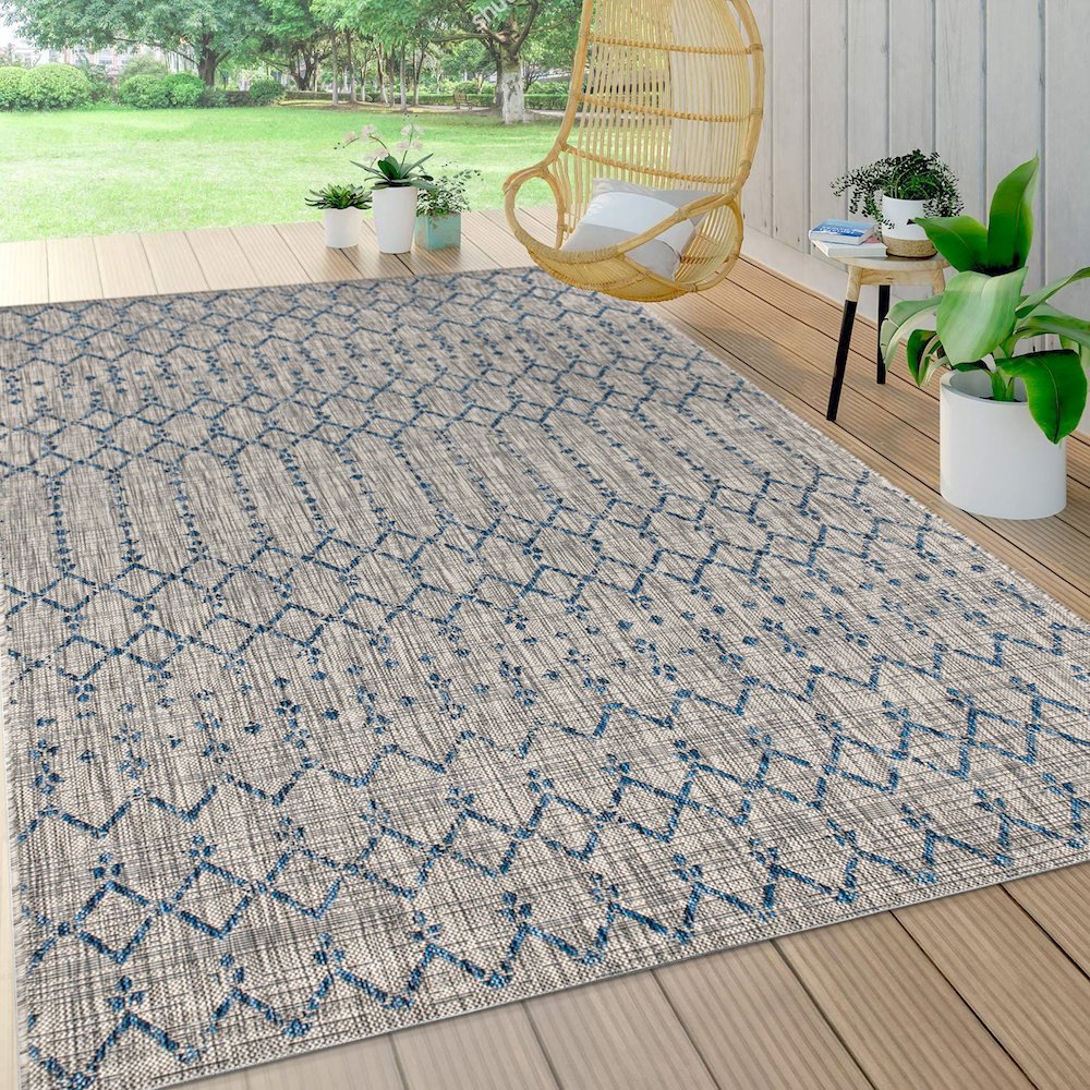 Ourika Moroccan Geometric Textured Weave Indoor/Outdoor Area Rug. Picture 5