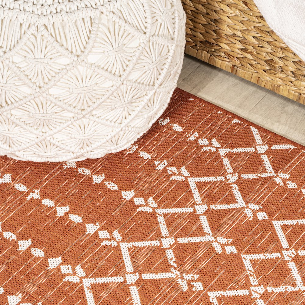 Ourika Moroccan Geometric Textured Weave Indoor/Outdoor Area Rug. Picture 11