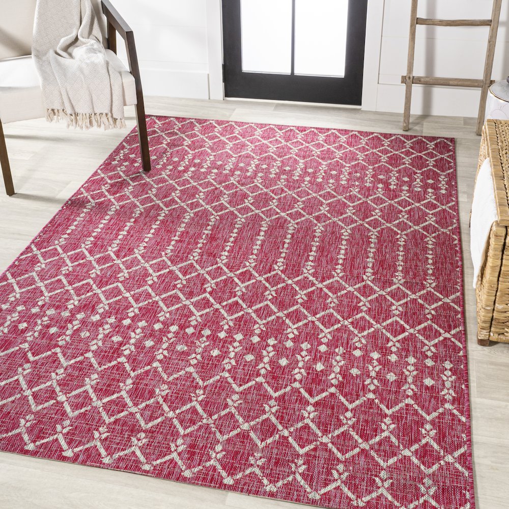 Ourika Moroccan Geometric Textured Weave Indoor/Outdoor Area Rug. Picture 2