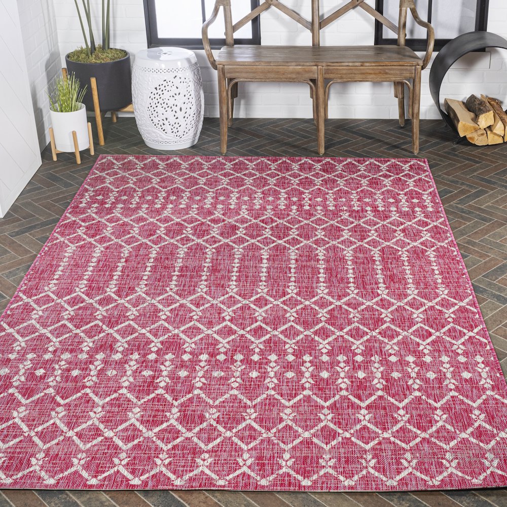 Ourika Moroccan Geometric Textured Weave Indoor/Outdoor Area Rug. Picture 8