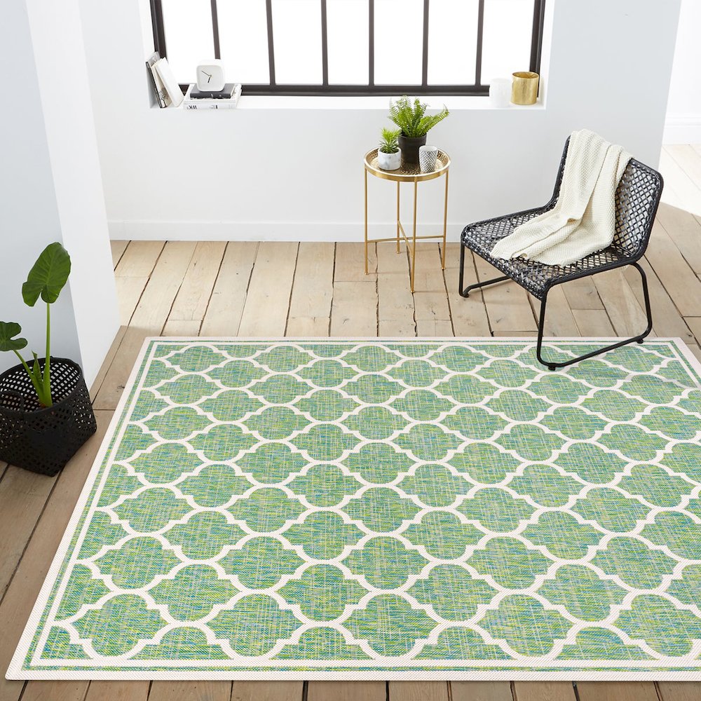 Trebol Moroccan Trellis Textured Weave Indoor/Outdoor Area Rug. Picture 14