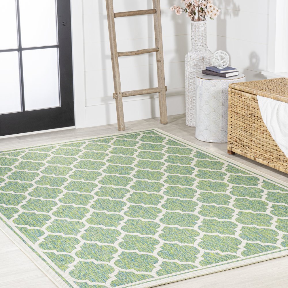 Trebol Moroccan Trellis Textured Weave Indoor/Outdoor Area Rug. Picture 5