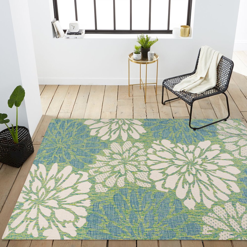 Zinnia Modern Floral Textured Weave Indoor/Outdoor Area Rug. Picture 14