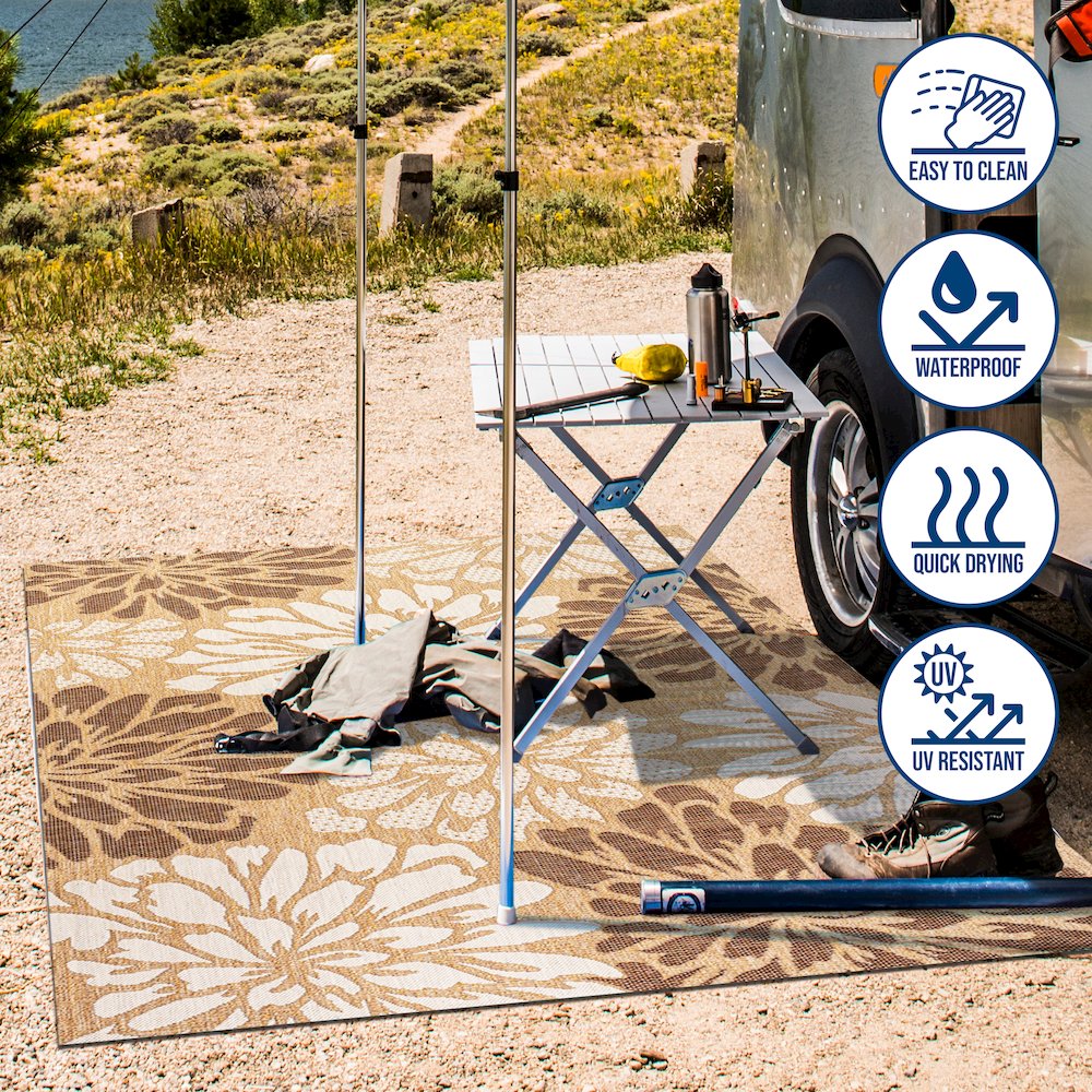 Zinnia Modern Floral Textured Weave Indoor/Outdoor Area Rug. Picture 16