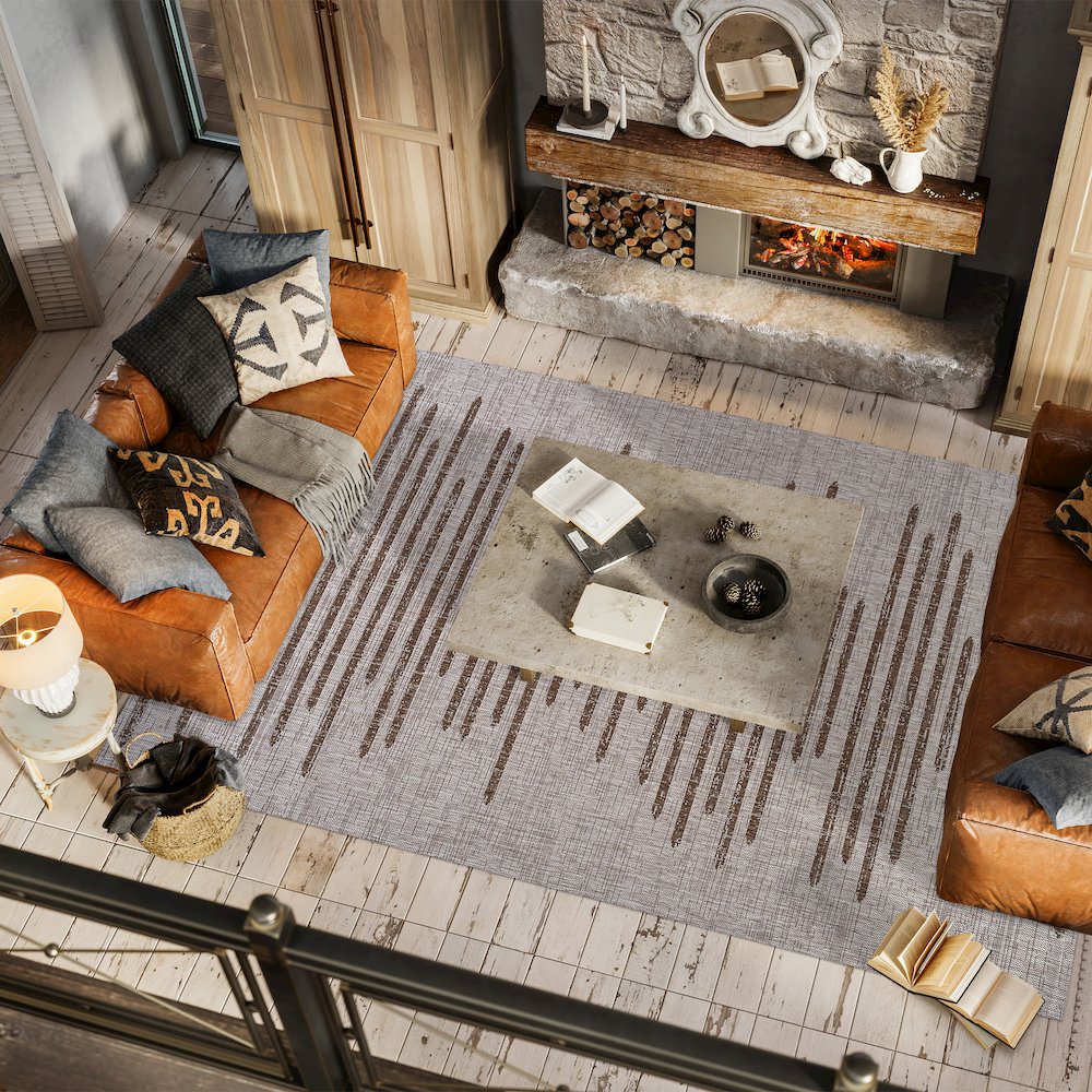 Zolak Berber Stripe Geometric Indoor/Outdoor Area Rug. Picture 5