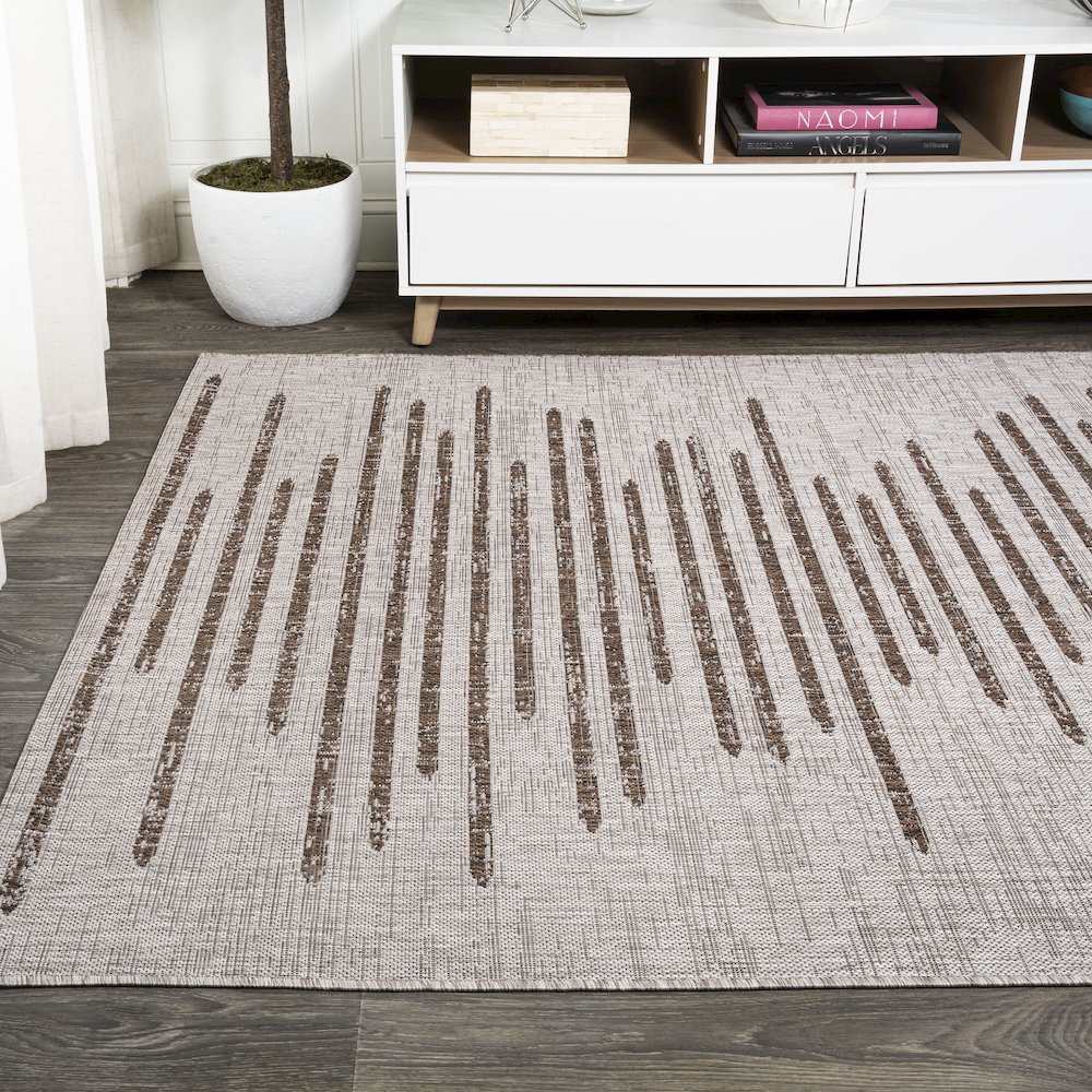 Zolak Berber Stripe Geometric Indoor/Outdoor Area Rug. Picture 3