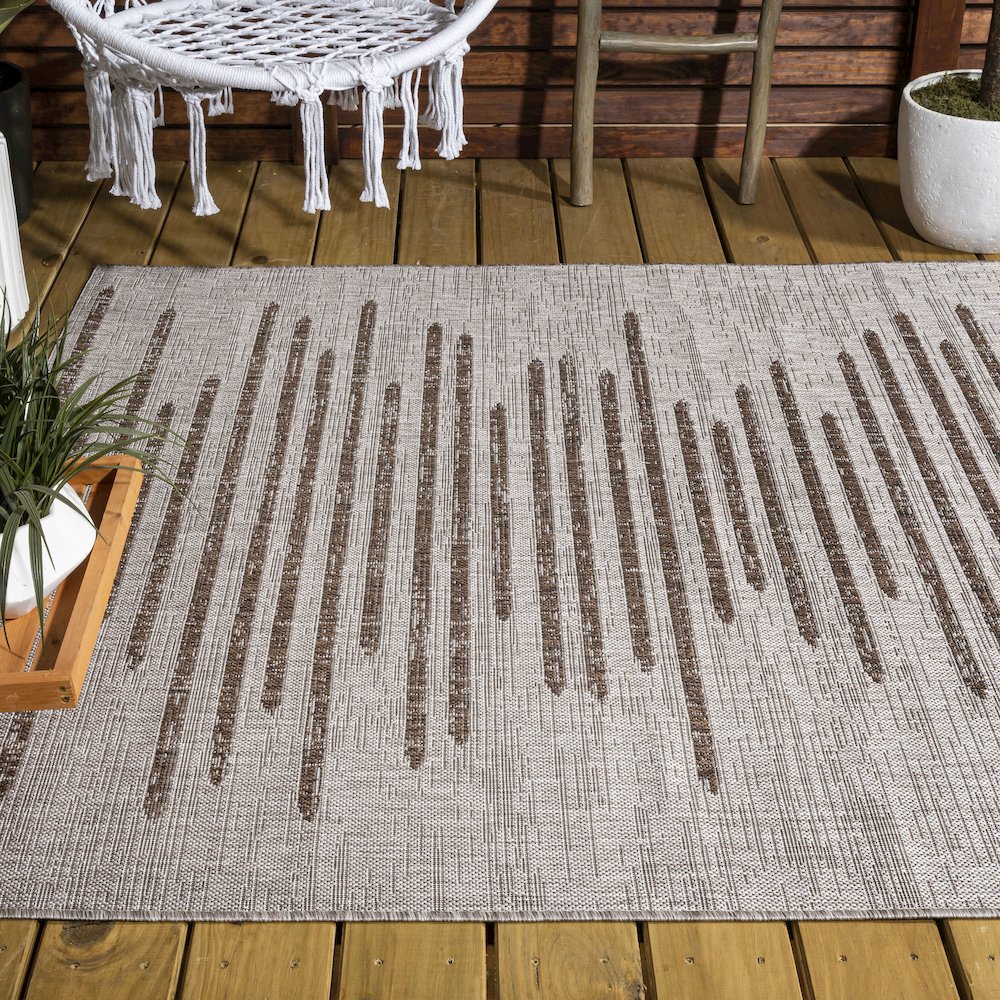 Zolak Berber Stripe Geometric Indoor/Outdoor Area Rug. Picture 8