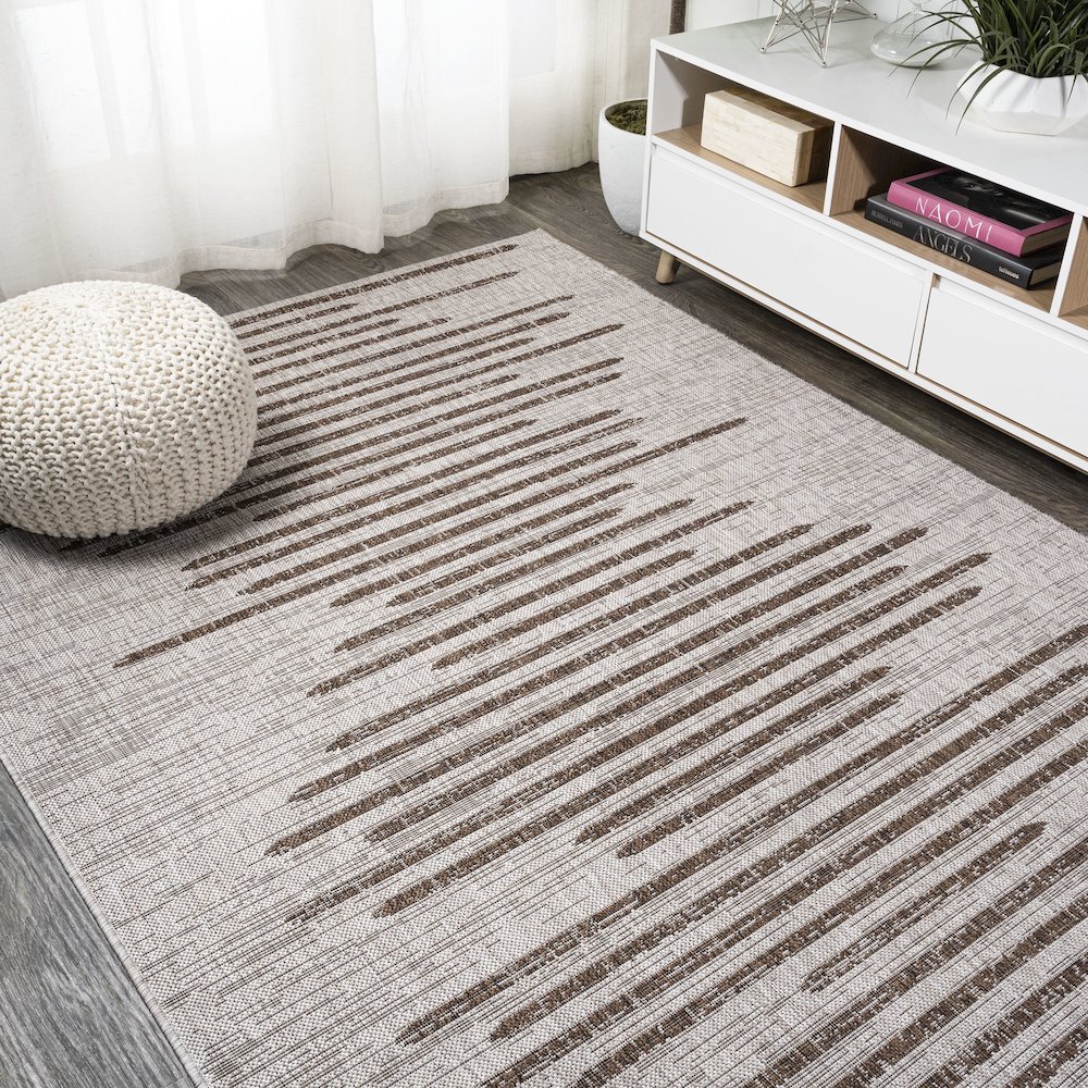 Zolak Berber Stripe Geometric Indoor/Outdoor Area Rug. Picture 4