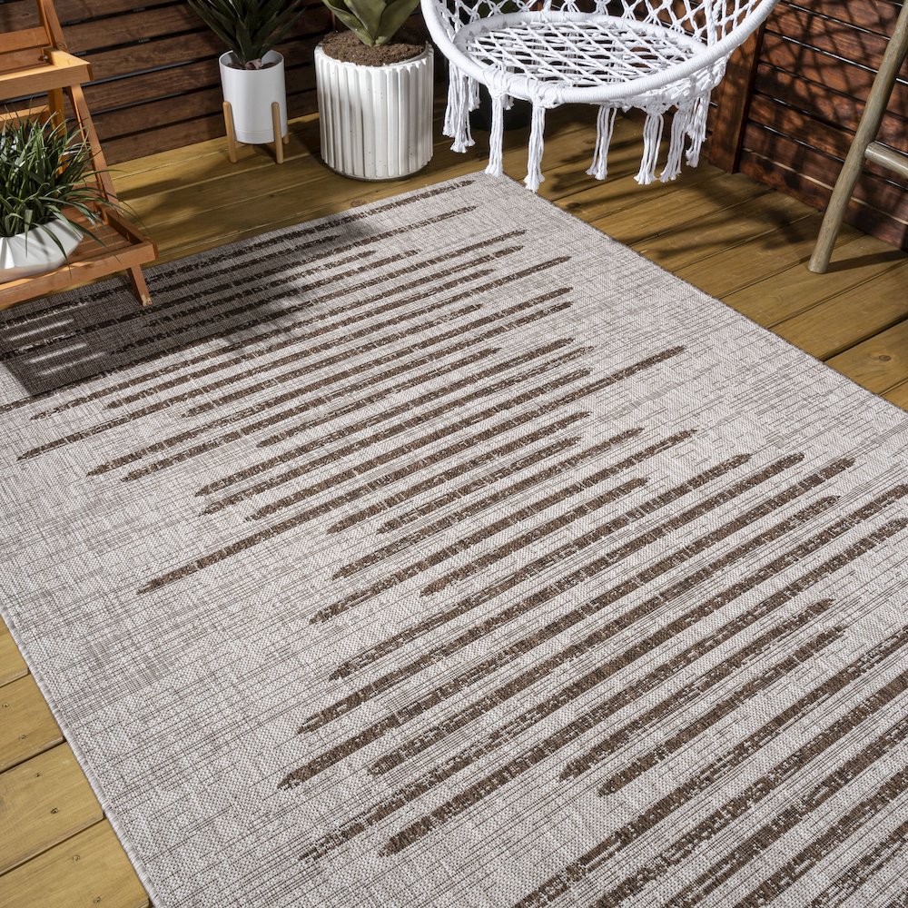 Zolak Berber Stripe Geometric Indoor/Outdoor Area Rug. Picture 9