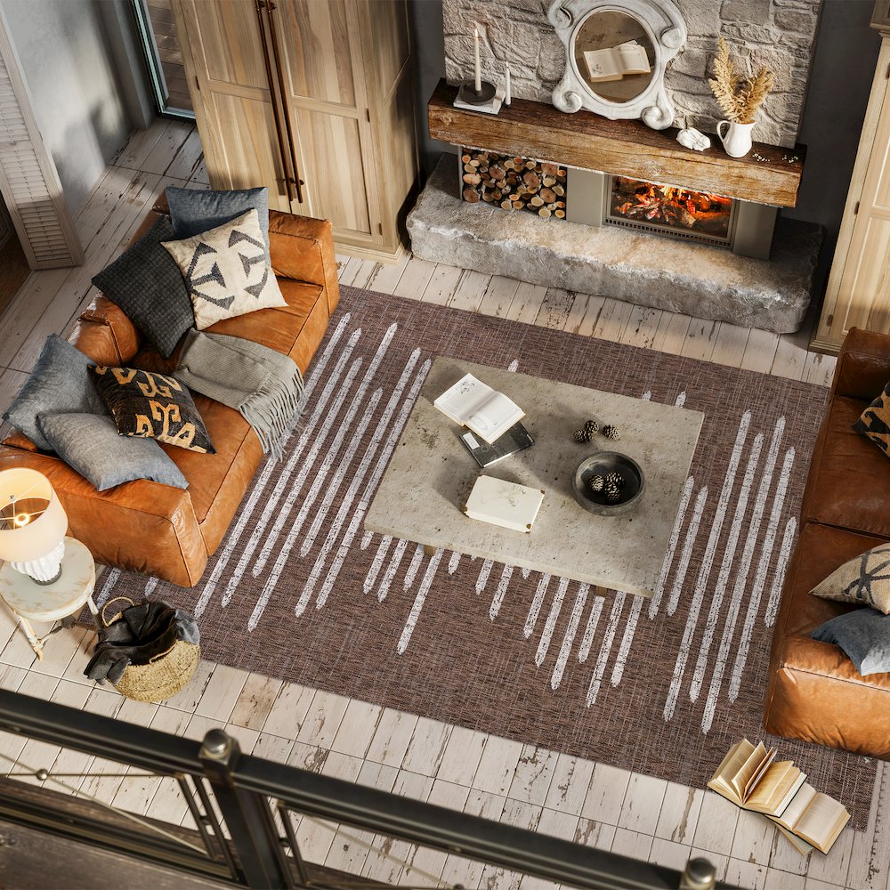 Zolak Berber Stripe Geometric Indoor/Outdoor Area Rug. Picture 5